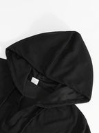 Men'S Waffle Knit Hooded Short Sleeve T-Shirt, Plaid Cuffs Henley Hooded Top, Summer Street Style Casual Wear, Gift for Festive Occasions - Black