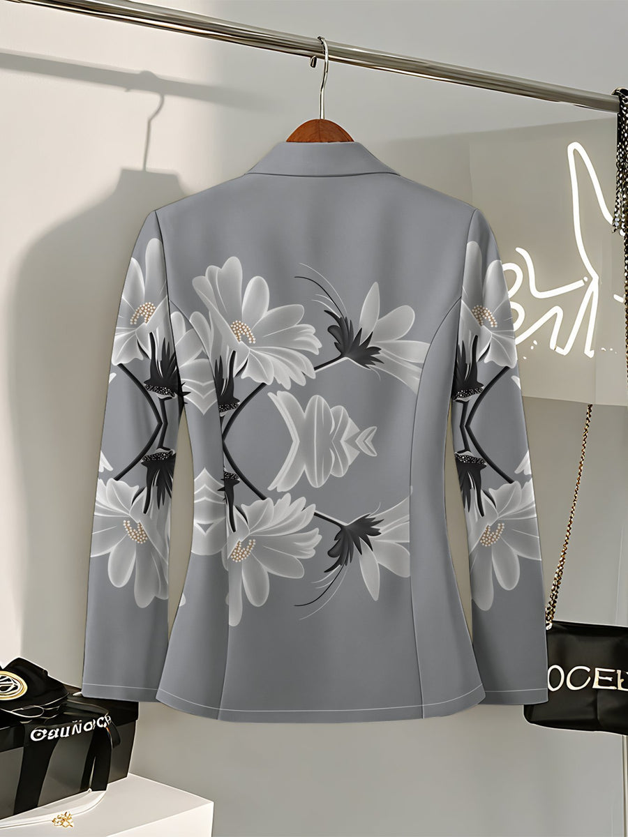 Exquisite and Stylish Women's Outerwear for Spring and Autumn, Featuring Versatile, Practical Jackets and Distinctive Blazers; the Minimalist Patterns Exude an Air of Elegant Sophistication While Perfectly Blending Comfort with Fashionable Flair. - Silvery Grey