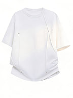Men'S Casual T-Shirt American Light Luxury Studded Design Round Neck Men'S Summer Easy Fashion All-Match Pullover Top in Stock - White