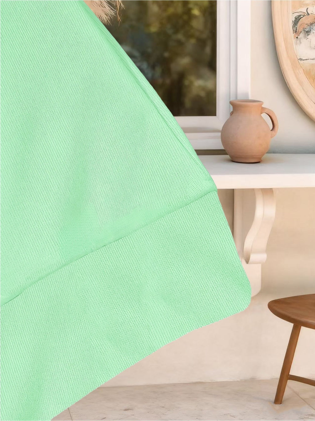Fashionable And Elegant Long Hoodie with a Versatile Minimalist Print for Commuting - Light Green