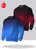 2pcs Men'S Round Neck Sweatshirt Set - Casual Print Top, Outdoor Leisure Style Round Neck Sweatshirt, Basic Versatile Style with Print - Mixed colors