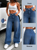 Easy Casual Dark Blue Women'S Jeans, Comfortable And Elastic Fabric, Inclusive of Various Body Types, Fashionable And Minimalist, Versatile for Different Styles, Wearable in Spring, Summer, Autumn, And Winter - Deep Blue