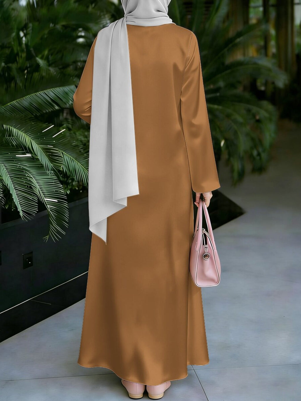 Women'S Middle Eastern Style Muslim Elegant Robe Dress, Suitable for Malaysian Dress, Fresh Floral Muslim Long Skirt, Loose A-Line Long Sleeve Cut, Daily Prayer And Outing Wear, Non-Stretchy Non- Craft - Mixed colors
