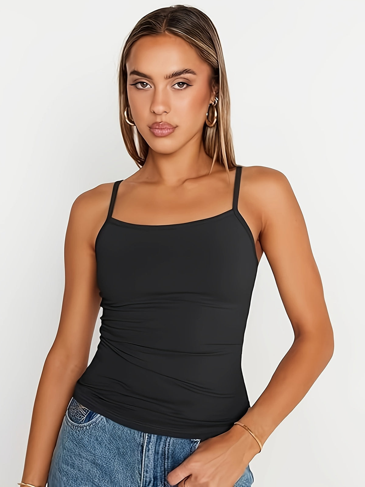 Women'S Strapless Basic Tank Top - Black