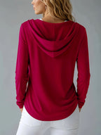 Autumn/Winter Women's Elegant Hooded Long-Sleeve Soft and Comfortable Sweatshirt - Red