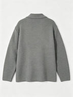Men's New Autumn/Winter Double-Breasted Knit Jacket, Loose Fit Casual Suit-Style Top with Lapel. European/American Style Men's Notched Lapel Knit Cardigan with Double-Breasted Design, Versatile Outerwear for Spring/Autumn, Suitable for Both Commuting - Grey