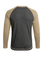 Cross-Border Men'S Long Sleeve Round Neck T-Shirt, Export European And American Men'S Clothing Color-Block Top Base Layer - Dark Gray