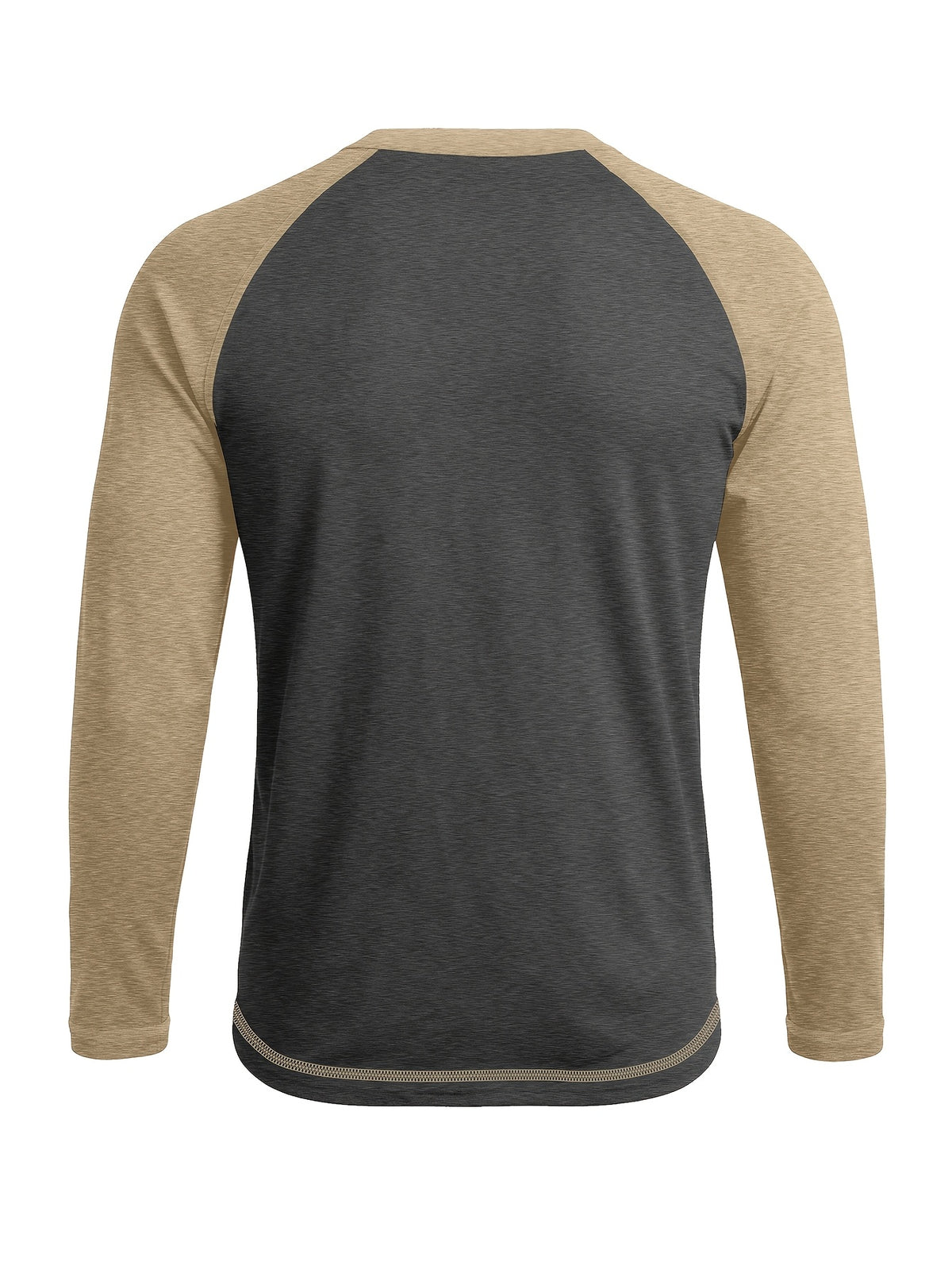 Cross-Border Men'S Long Sleeve Round Neck T-Shirt, Export European And American Men'S Clothing Color-Block Top Base Layer - Dark Gray