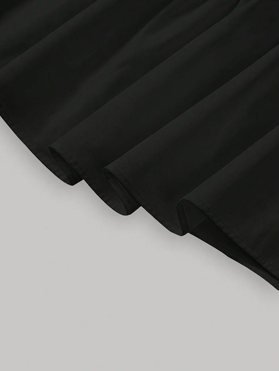 Women'S Solid High-Waist Half Skirt - Black