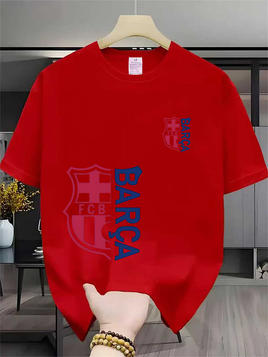 2026 Men's Casual T-Shirt, Summer Men's Round Neck Short Sleeve T-Shirt with Unique Pattern Print, Fashionable and Versatile Trendy Printed Short Sleeve for Men - Red
