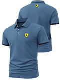 New Men's Fashion Street Sport Golf Short-Sleeve Polo Shirt, Lightweight Soft Fabric, Outdoor Casual Business Breathable Polo Shirt, Essential for Daily Leisure - Sky Blue
