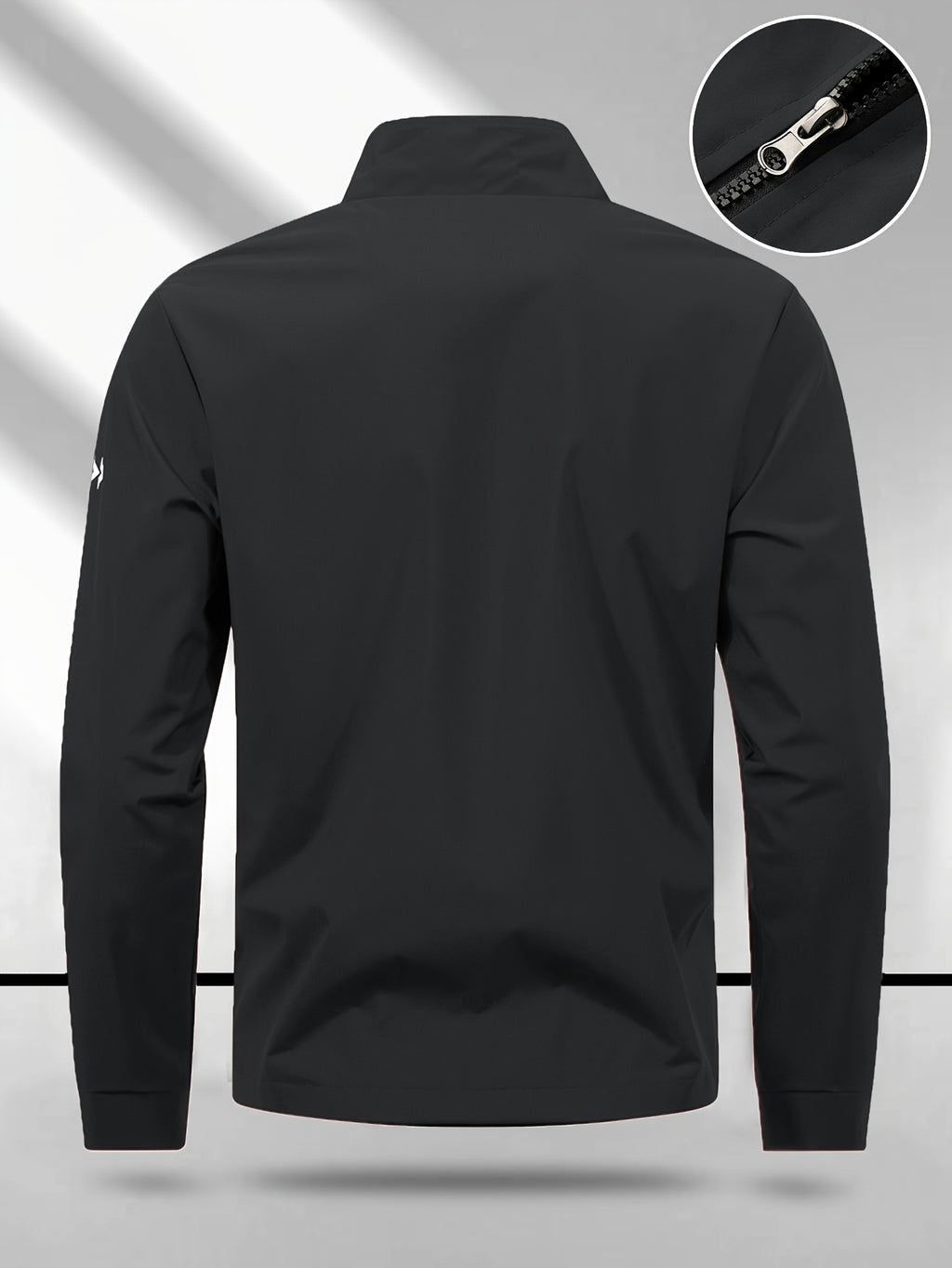 Trendy Vintage Men's Spring/Autumn New Casual Versatile Jacket Outdoor Sports Windproof Coat with Contrasting Color Stand Collar, Transitional Layering Essentials - Black