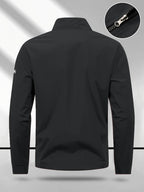 Trendy Vintage Men's Spring/Autumn New Casual Versatile Jacket Outdoor Sports Windproof Coat with Contrasting Color Stand Collar, Transitional Layering Essentials - Black