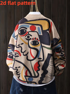 DJ0618666 Autumn/Winter Fashion New Stylish Versatile Pullover Round Neck Long Sleeve Women's Top with Flat Digital Print, Trendy Women's Sweater - Mixed colors