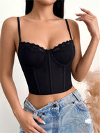 Wedding Season Standard Code Women'S Clothing Lace Trim Boned Waist-Cinching Corset Spicy Style And Chest Lifting Gathering And Shaping Daily Inner Wear Nightclub Party - Black