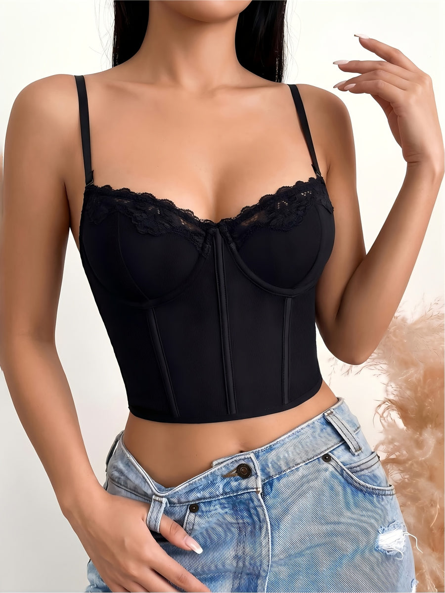 Wedding Season Standard Code Women'S Clothing Lace Trim Boned Waist-Cinching Corset Spicy Style And Chest Lifting Gathering And Shaping Daily Inner Wear Nightclub Party - Black