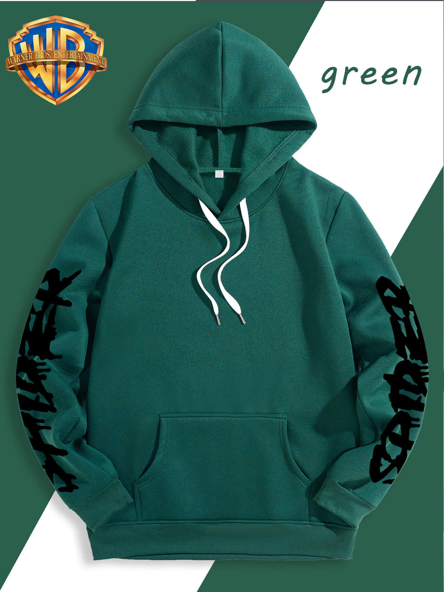 Warner Bros Official Halloween Gift Selection: Classic Spider Print Trendy Sweatshirt for Men, a Stylish and Versatile Hoodie, Comfortable -Lined Warm Autumn/Winter Apparel, Ideal for Sports, Outdoor Outings, Travel, Daily Commuting, and Home Use. - Malachite Green
