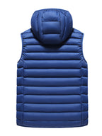 Men'S Slim-Fit Hooded Vest - Lightweight Non-Stretch Jacket, Front Zipper Closure, Side Pockets - Cold Weather Outerwear for Everyday & Formal Events - Fall/Winter, Winter Clothing, Sleek Design, Durable Construction, Stylish Outerwear, Urban Style - Blue