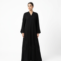 Black Tonal Starburst Cuff Bead Stripe Abaya