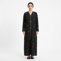 Black Gold Tiny Blossom Branch Scattered Abaya