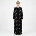 Black Gold Open Daisy Chain Allover Scattered Abaya