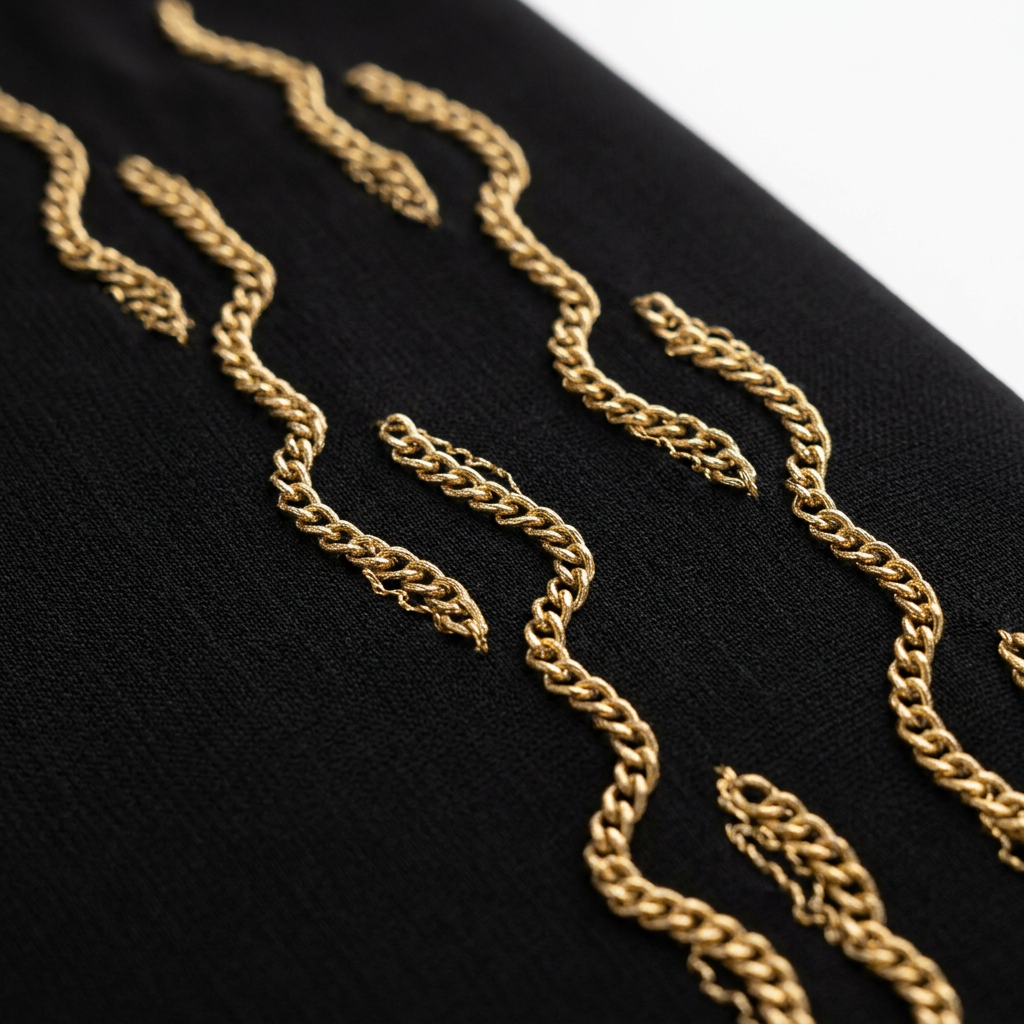 Black Gold Wave Stripe Cuff Hem Abaya