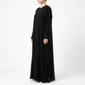 Black Tonal Crystal Cuff Plain Classic Abaya