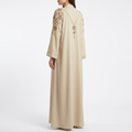 Cream Gold Black Crystal Cascade Shoulder Vine Abaya