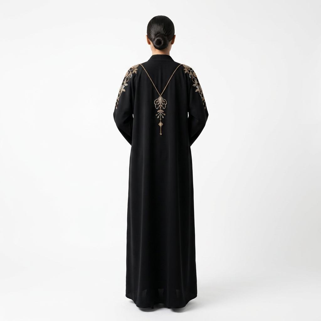 Black Gold Botanical Chain Abaya