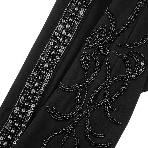 Black Crystal Flame Sleeve Abaya