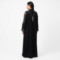 Black Mauve Gold Floral Medallion Sleeve Abaya