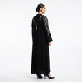 Black Silver Crystal Leaf Shoulder Necklace Abaya