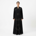 Black Gold Scatter Crystal Vine Abaya