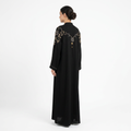 Black Silver Gold Crystal Zigzag Shoulder Abaya