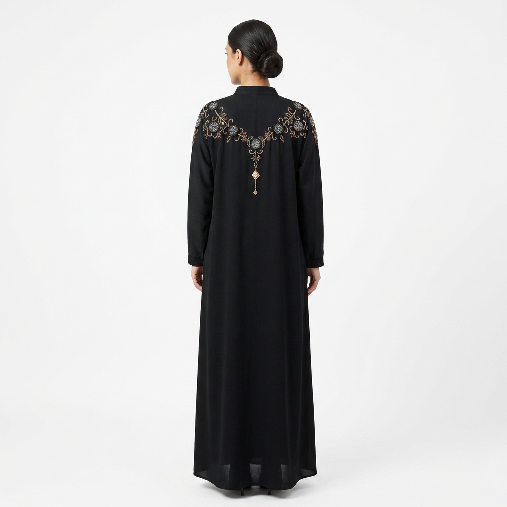 Black Gold Crystal Collar Necklace Bead Abaya