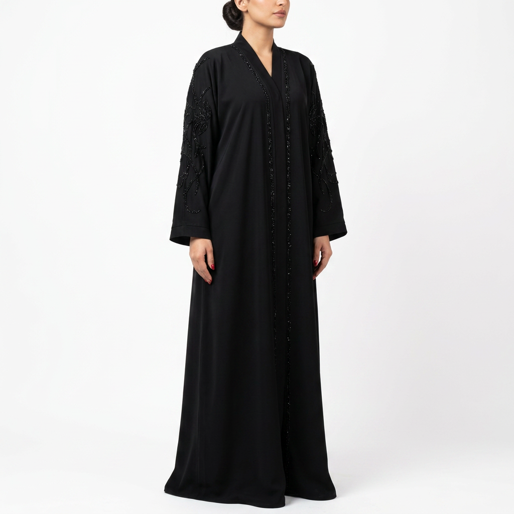 Black Crystal Flame Sleeve Abaya