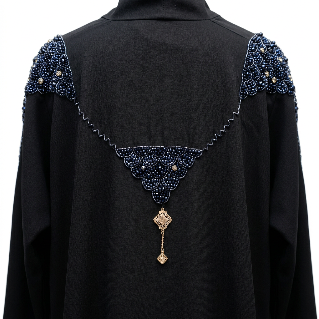 Black Sapphire Crystal Wing Abaya
