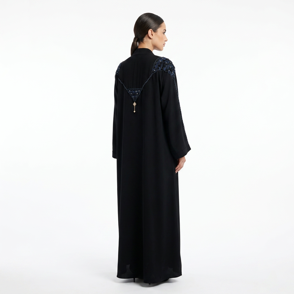 Black Sapphire Crystal Wing Abaya
