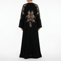 Black Gold Scrollwork Botanical Shoulder Back Abaya