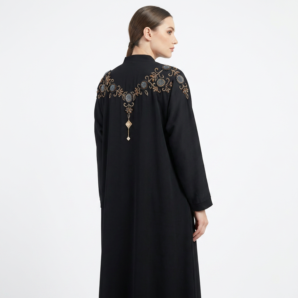Black Gold Crystal Collar Necklace Bead Abaya