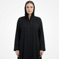 Black Tonal Circle Stripe Abaya
