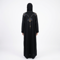Black Gold Blue Triple Floral Bouquet Shoulder Abaya