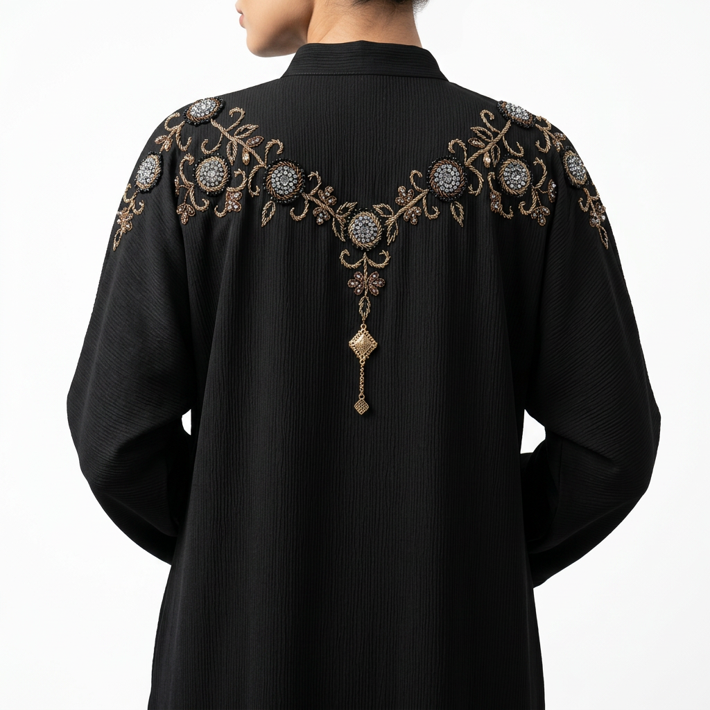 Black Gold Crystal Collar Necklace Bead Abaya