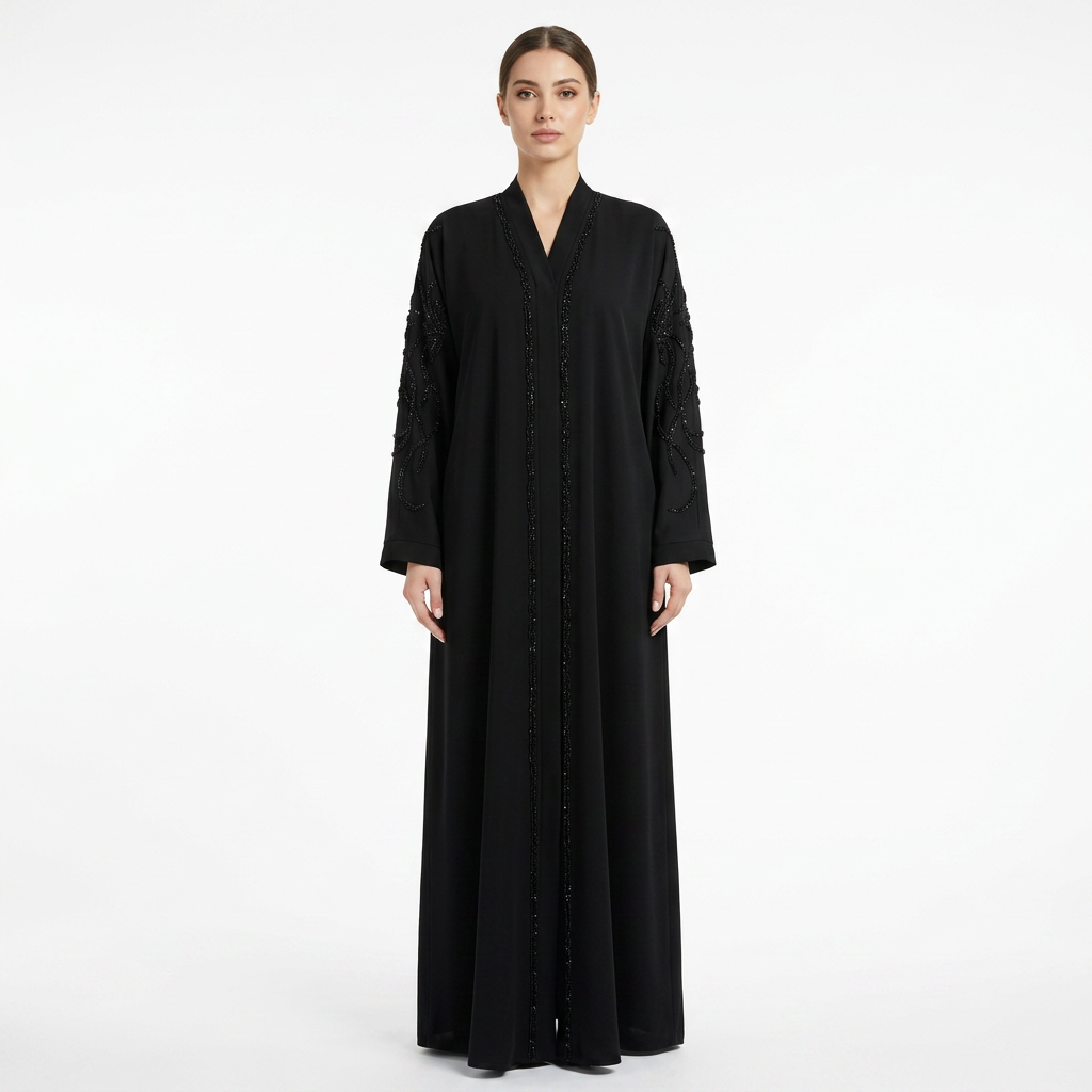 Black Crystal Flame Sleeve Abaya