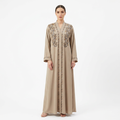 Beige Gold Blue Floral Vine Abaya