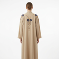 Beige Gold Blue Double Daisy Shoulder Abaya