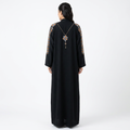 Black Orange Silver Floral Pendant Sleeve Abaya