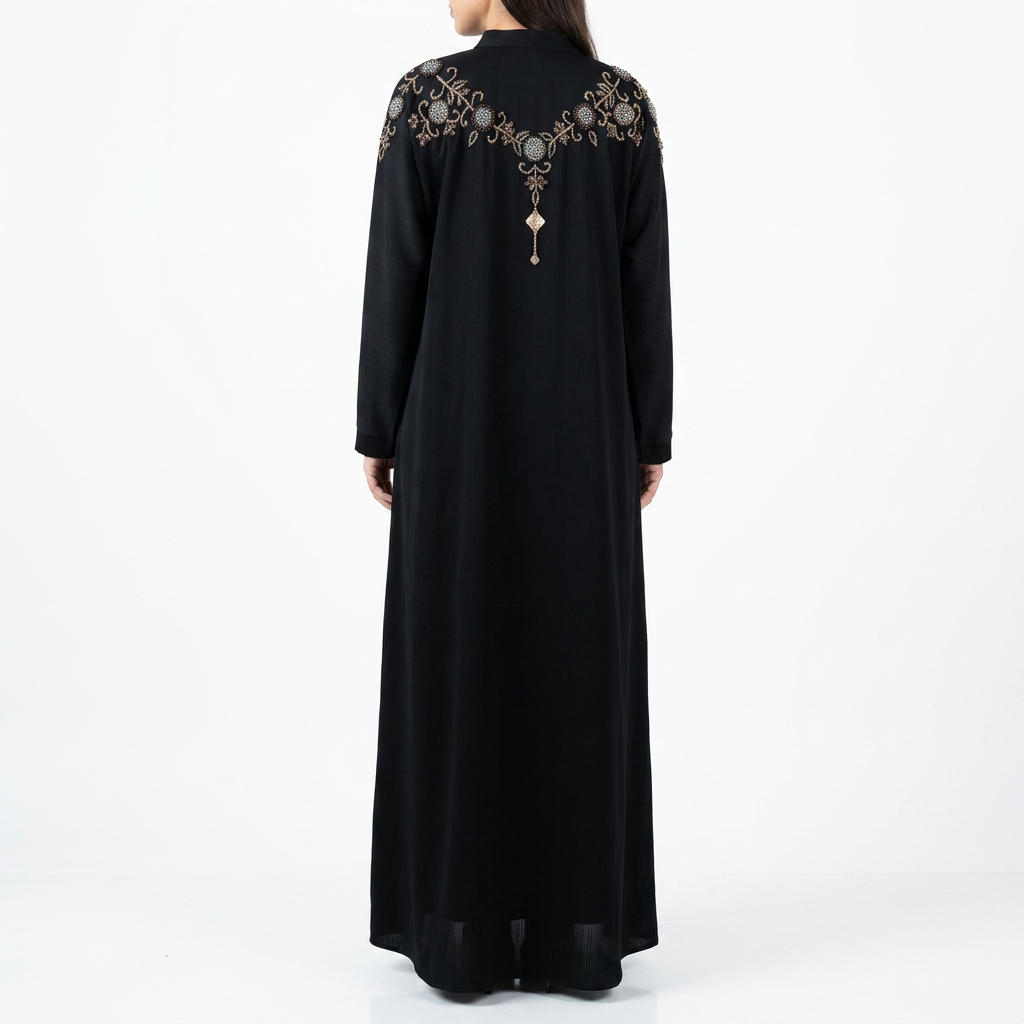 Black Gold Crystal Collar Necklace Bead Abaya
