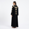 Black Gold Embroidered Phoenix Wing Back Abaya