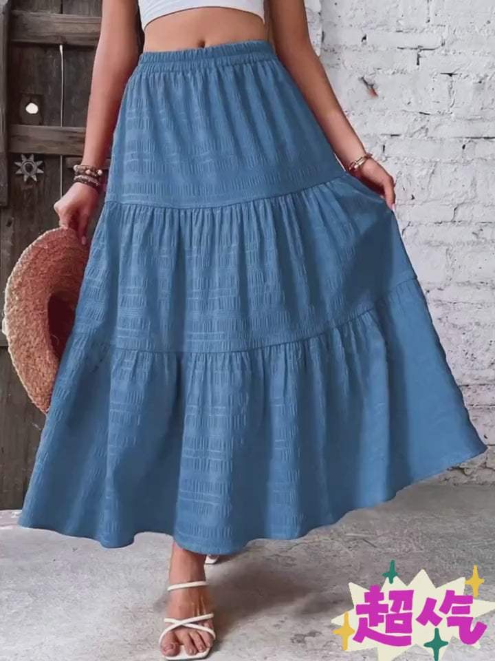 Elegant Solid Color Pleated Skirt for Vacation